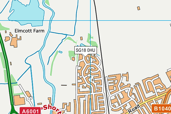 SG18 0HU map - OS VectorMap District (Ordnance Survey)