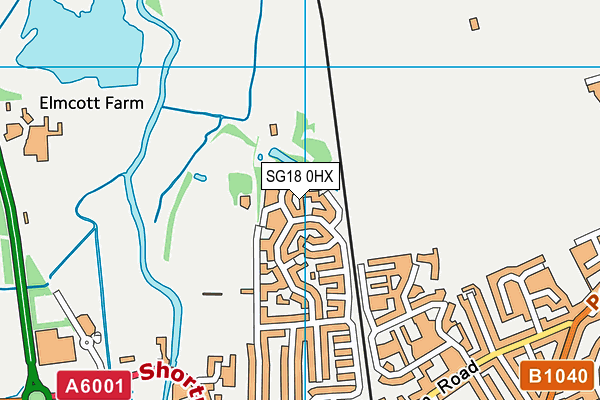 SG18 0HX map - OS VectorMap District (Ordnance Survey)