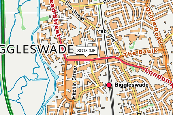 SG18 0JF map - OS VectorMap District (Ordnance Survey)