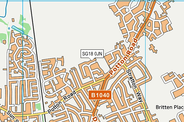 SG18 0JN map - OS VectorMap District (Ordnance Survey)