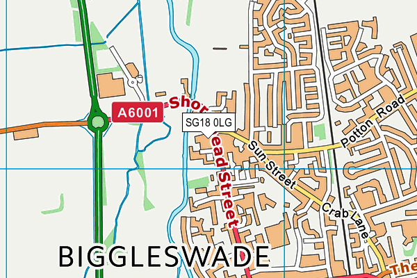 SG18 0LG map - OS VectorMap District (Ordnance Survey)