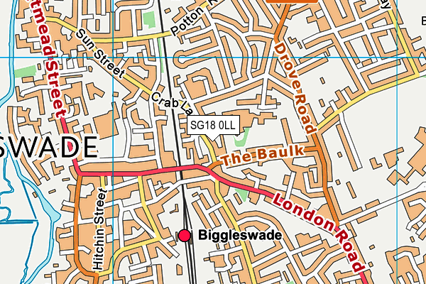 SG18 0LL map - OS VectorMap District (Ordnance Survey)