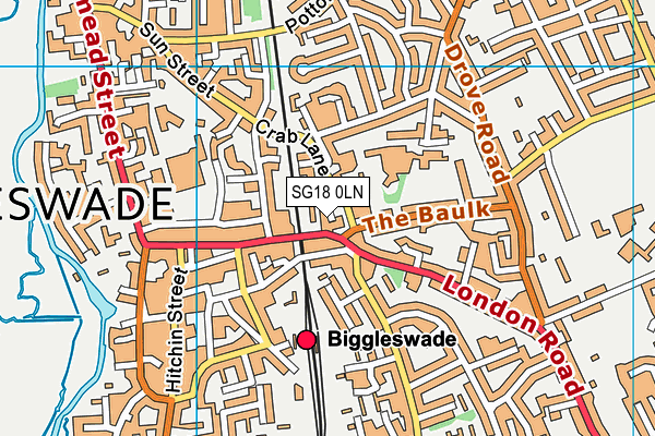 SG18 0LN map - OS VectorMap District (Ordnance Survey)