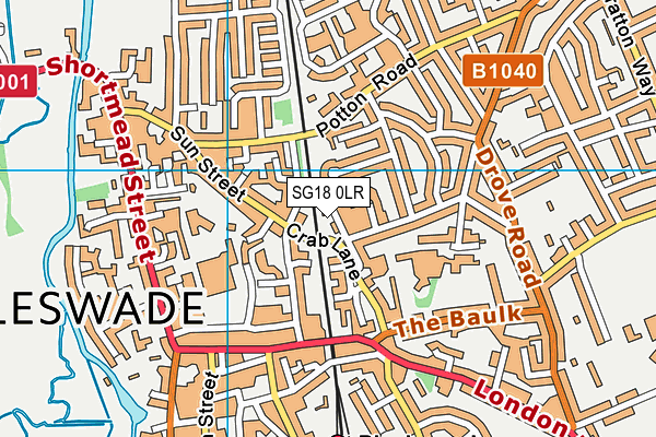 SG18 0LR map - OS VectorMap District (Ordnance Survey)