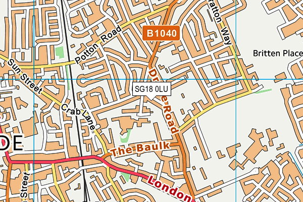 SG18 0LU map - OS VectorMap District (Ordnance Survey)