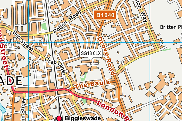 SG18 0LX map - OS VectorMap District (Ordnance Survey)
