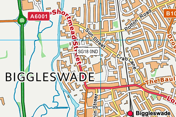 SG18 0ND map - OS VectorMap District (Ordnance Survey)