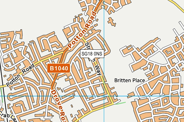 Stratton Way Recreation Ground map (SG18 0NS) - OS VectorMap District (Ordnance Survey)