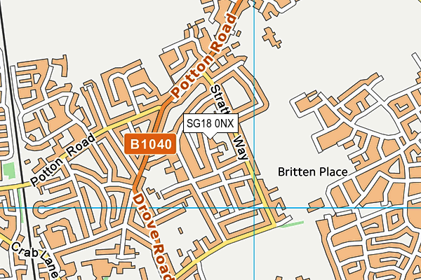 SG18 0NX map - OS VectorMap District (Ordnance Survey)