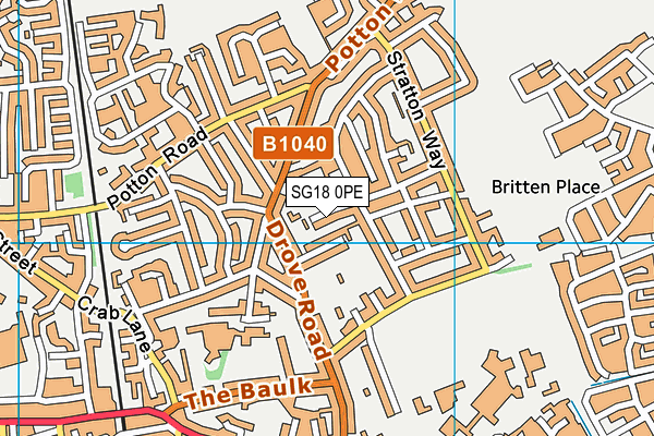 Drove Road Recreation Ground map (SG18 0PE) - OS VectorMap District (Ordnance Survey)