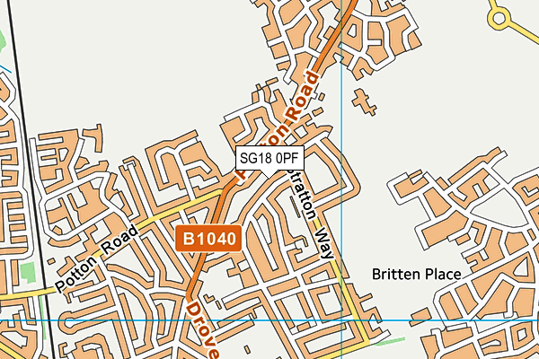 SG18 0PF map - OS VectorMap District (Ordnance Survey)