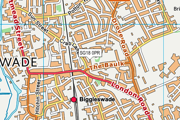 SG18 0PR map - OS VectorMap District (Ordnance Survey)