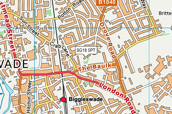 SG18 0PT map - OS VectorMap District (Ordnance Survey)