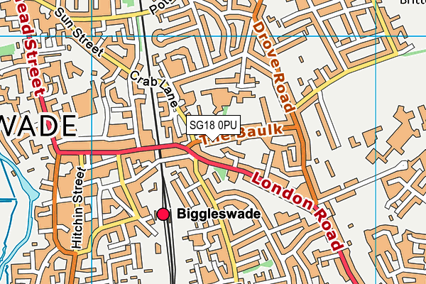 SG18 0PU map - OS VectorMap District (Ordnance Survey)