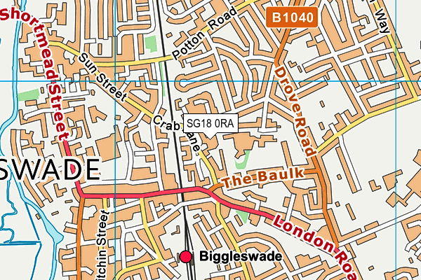 SG18 0RA map - OS VectorMap District (Ordnance Survey)