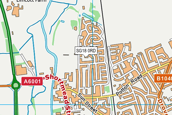 SG18 0RD map - OS VectorMap District (Ordnance Survey)