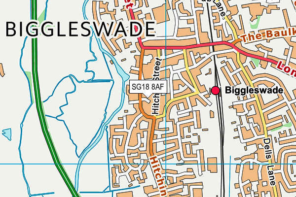 SG18 8AF map - OS VectorMap District (Ordnance Survey)