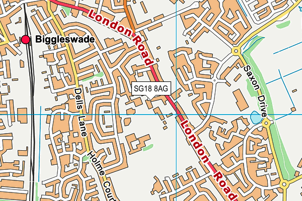 SG18 8AG map - OS VectorMap District (Ordnance Survey)