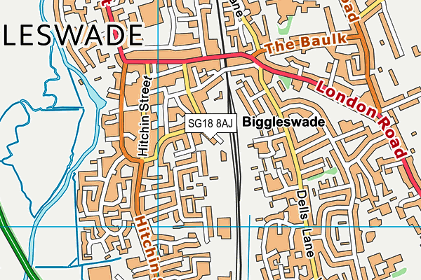 SG18 8AJ map - OS VectorMap District (Ordnance Survey)