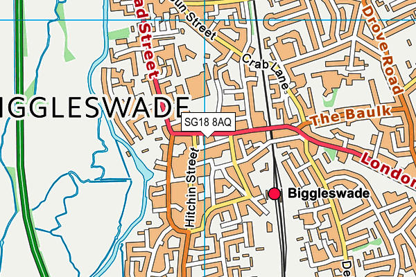 SG18 8AQ map - OS VectorMap District (Ordnance Survey)