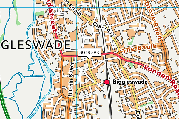 SG18 8AR map - OS VectorMap District (Ordnance Survey)