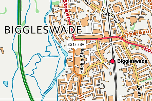 Biggleswade Conservative Tennis Club map (SG18 8BA) - OS VectorMap District (Ordnance Survey)