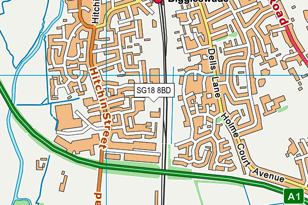 SG18 8BD map - OS VectorMap District (Ordnance Survey)