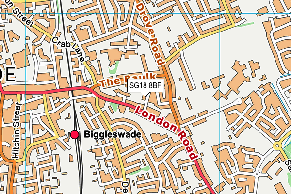 SG18 8BF map - OS VectorMap District (Ordnance Survey)