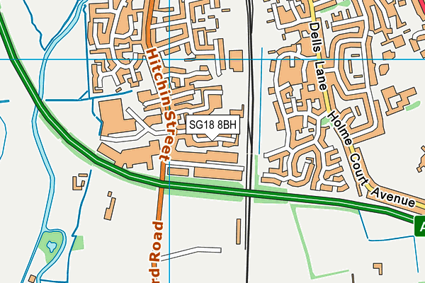 SG18 8BH map - OS VectorMap District (Ordnance Survey)