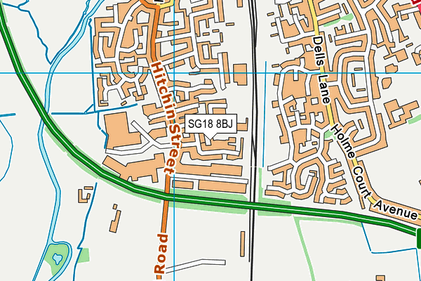 SG18 8BJ map - OS VectorMap District (Ordnance Survey)
