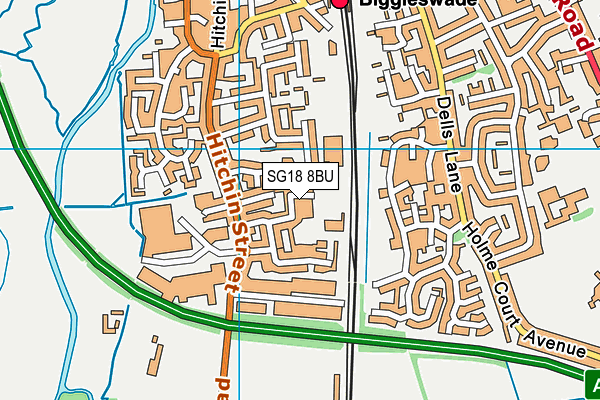 SG18 8BU map - OS VectorMap District (Ordnance Survey)