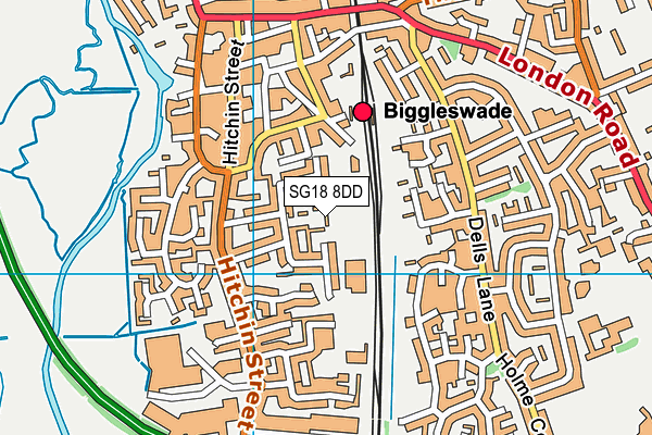 SG18 8DD map - OS VectorMap District (Ordnance Survey)