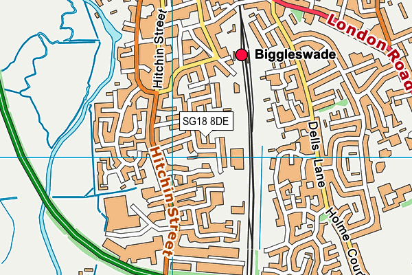 SG18 8DE map - OS VectorMap District (Ordnance Survey)