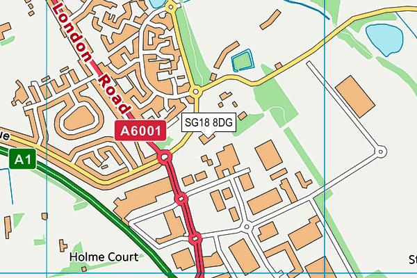 SG18 8DG map - OS VectorMap District (Ordnance Survey)