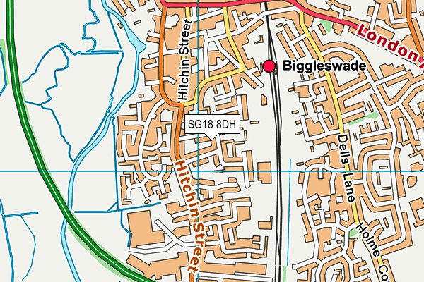 SG18 8DH map - OS VectorMap District (Ordnance Survey)