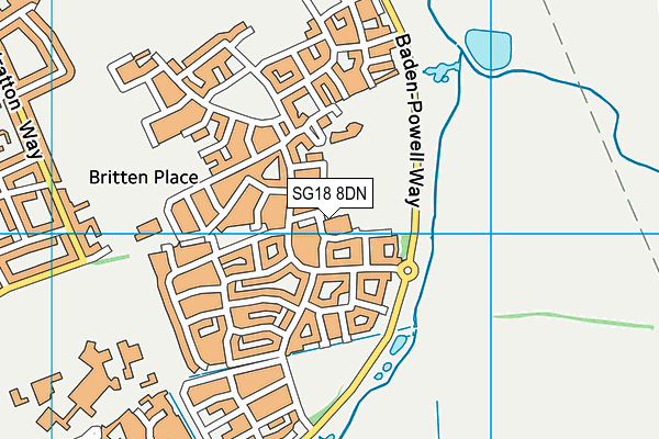 SG18 8DN map - OS VectorMap District (Ordnance Survey)