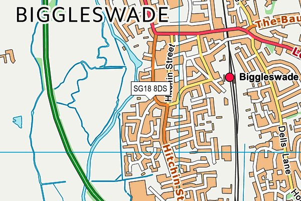 SG18 8DS map - OS VectorMap District (Ordnance Survey)