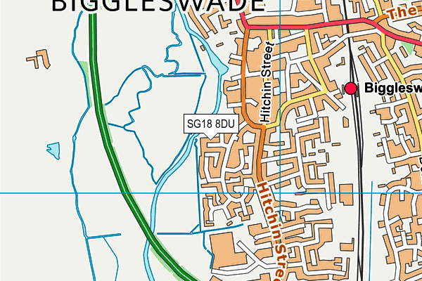 SG18 8DU map - OS VectorMap District (Ordnance Survey)