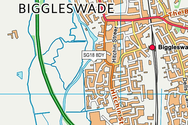 SG18 8DY map - OS VectorMap District (Ordnance Survey)