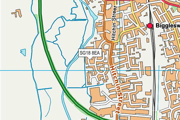 SG18 8EA map - OS VectorMap District (Ordnance Survey)