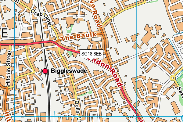 SG18 8EB map - OS VectorMap District (Ordnance Survey)