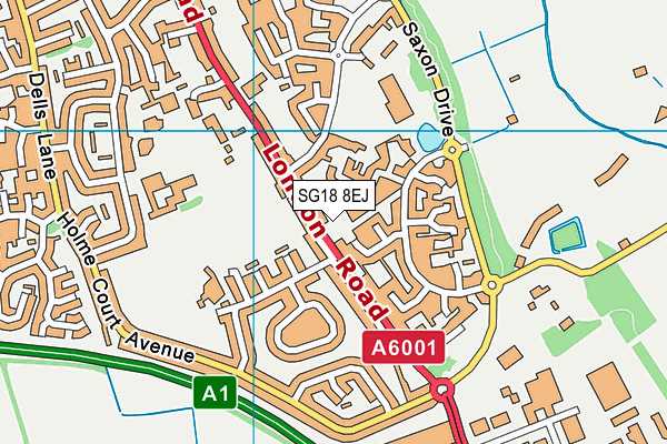 SG18 8EJ map - OS VectorMap District (Ordnance Survey)