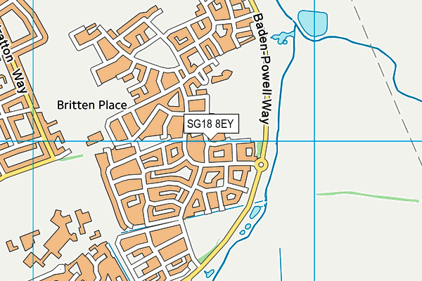 SG18 8EY map - OS VectorMap District (Ordnance Survey)