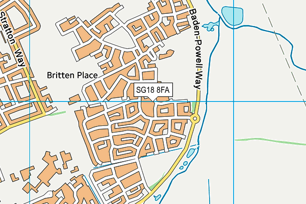 SG18 8FA map - OS VectorMap District (Ordnance Survey)