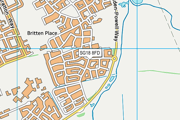 SG18 8FD map - OS VectorMap District (Ordnance Survey)