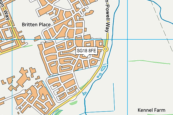 SG18 8FE map - OS VectorMap District (Ordnance Survey)