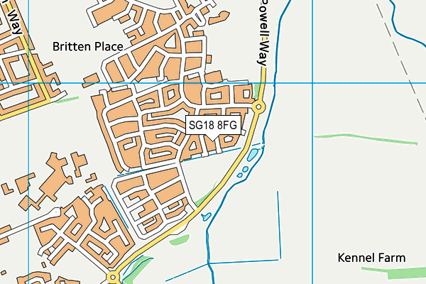 SG18 8FG map - OS VectorMap District (Ordnance Survey)