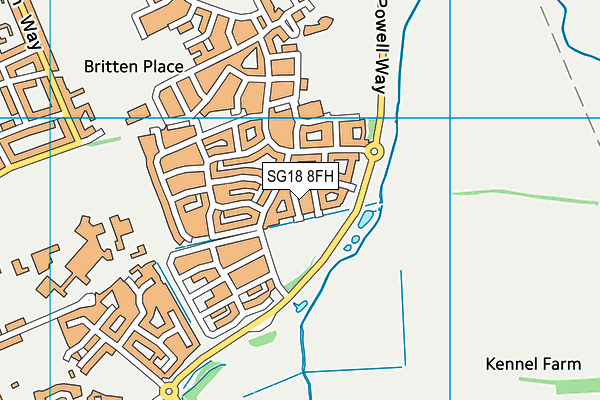 SG18 8FH map - OS VectorMap District (Ordnance Survey)