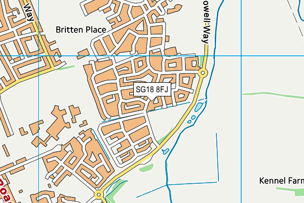 SG18 8FJ map - OS VectorMap District (Ordnance Survey)