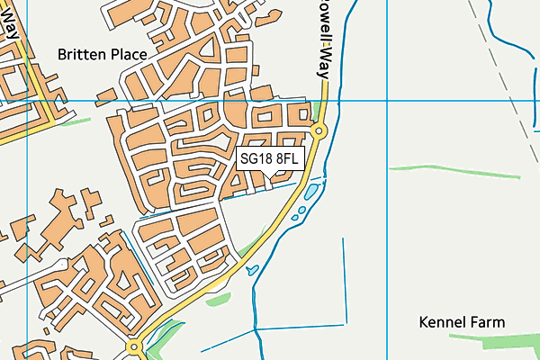SG18 8FL map - OS VectorMap District (Ordnance Survey)